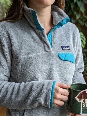 Patagonia Re-Tool Snap-T Fleece Pullover Gray & Teal - Women's Small